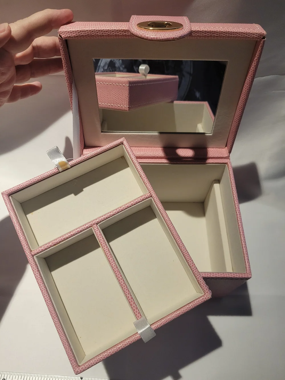 Structured Pink Top-Handle Jewelry Case